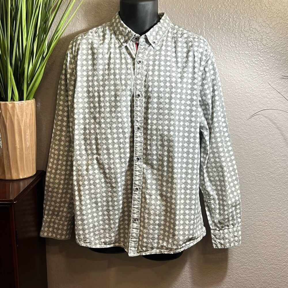 MS16 Geometrix New York men’s long sleeve, button-down dress shirt, size XL